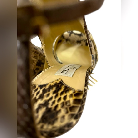 Authentic Jimmy Choo Timbus Snake Print Colorblock Sandals - Picture 5 of 9